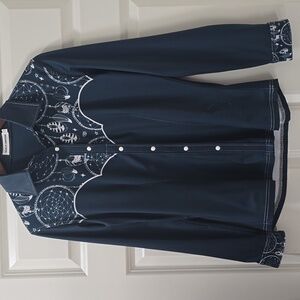Ranch Dressn Performance Rodeo Snap Shirt Womens XS  Dark Teal Dream Catcher